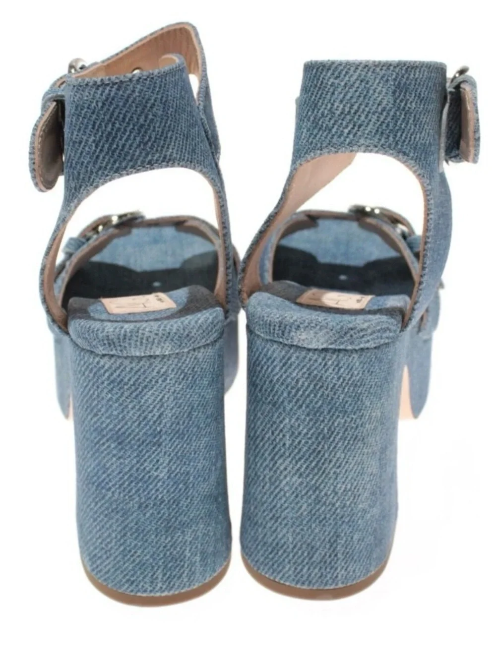 AGL Sista Denim Covered Block Heeled Sandals Size 39 US 8.5 in Blue Jeans Y2K